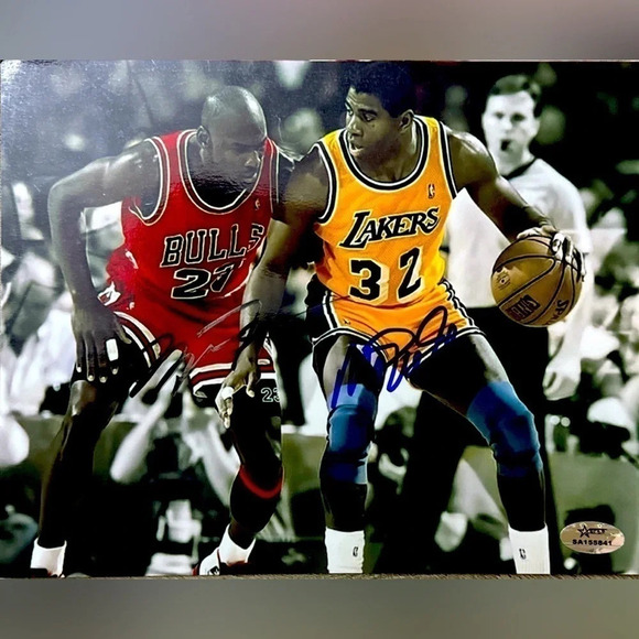 Michael Jordan Magic johnson bulls lakers  autographed 8x10 photo​ - Picture 1 of 1